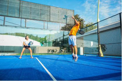 Modern padel court at golden hour